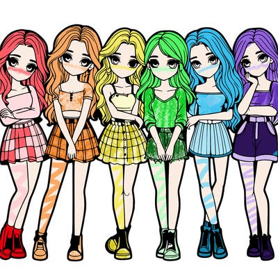 a group of girls realistic