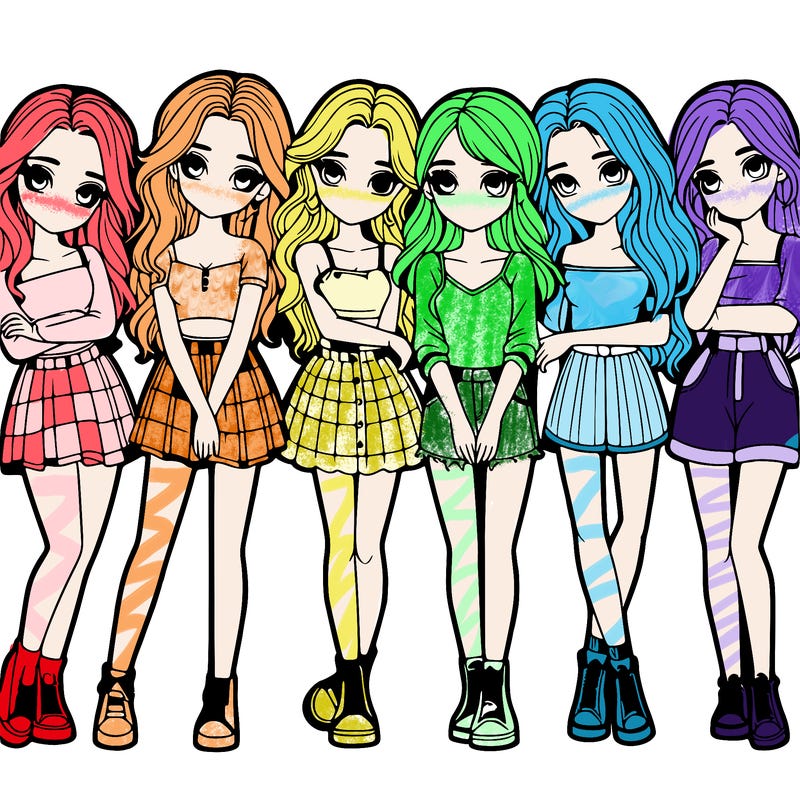 a group of girls realistic