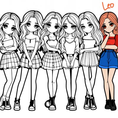 a group of girls realistic