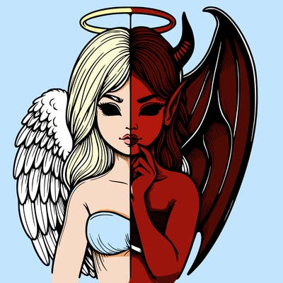 realistic angel half demon