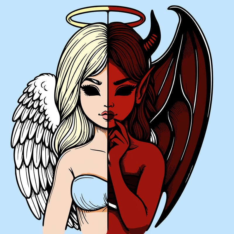 realistic angel half demon