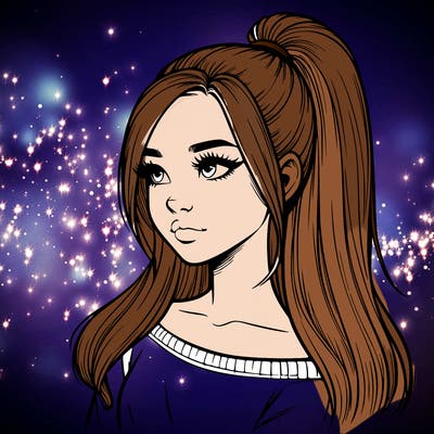 realistic girl with a high ponytail