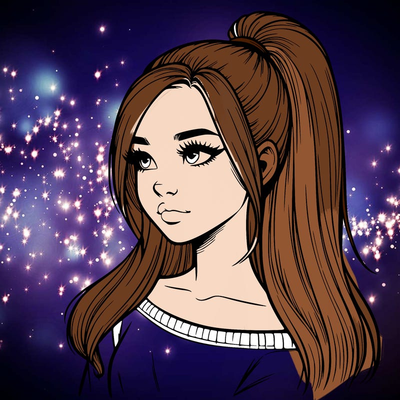 realistic girl with a high ponytail