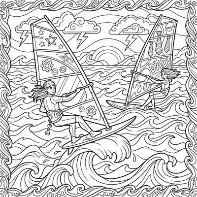 Ride the waves into Father's Day with this exciting windsurfing coloring page, specially designed to celebrate Dads who love adventure. It’s a perfect way to show appreciation with a personalized, hand-colored gift.