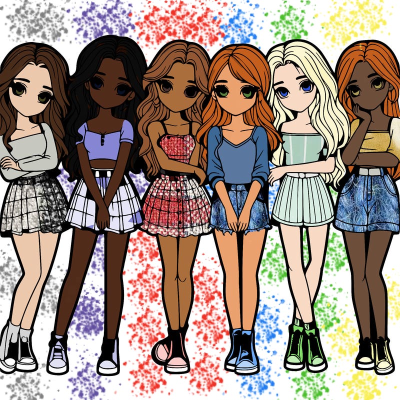 a group of girls realistic