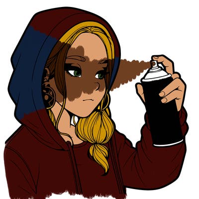 a realistic girl, spray painting