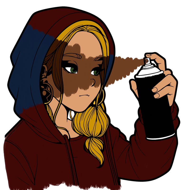 a realistic girl, spray painting