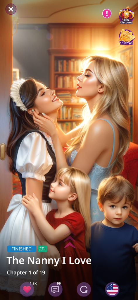 My Stories: Choose romance - Ilustración de portada de la historia La Niñera Que Amo en la app de romance Mis Historias