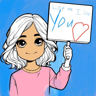 realistic girl holding up a sign