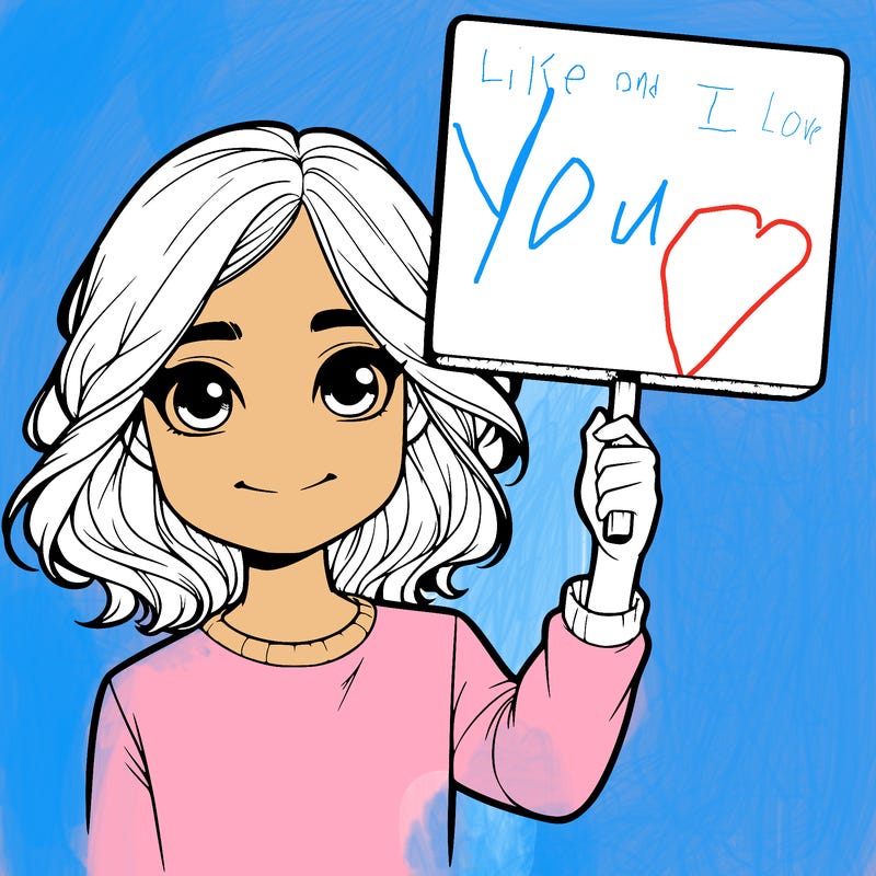 realistic girl holding up a sign