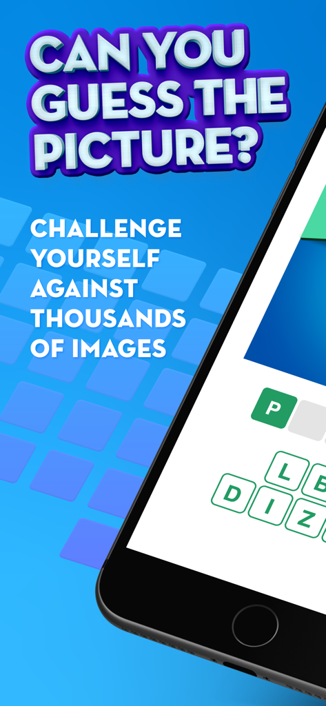 100 PICS Quiz app interface showing a picture guessing game on a smartphone