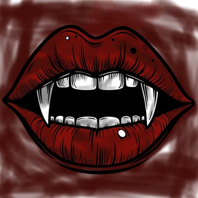 lips with vampire teeth