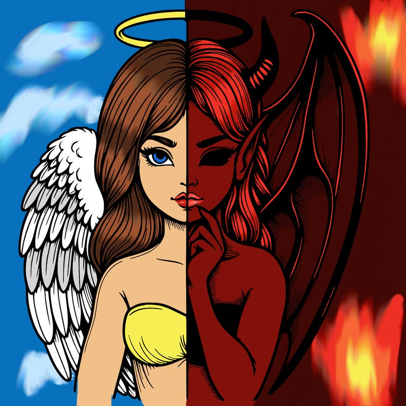 realistic angel half demon