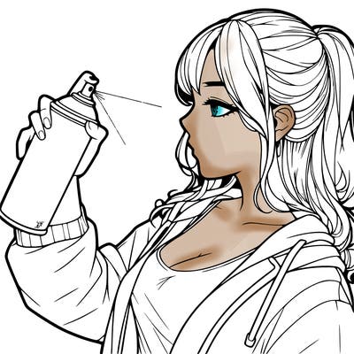 a realistic girl spray, painting
