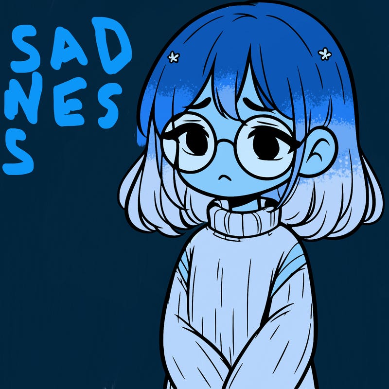 sad girl with glasses in a sweater