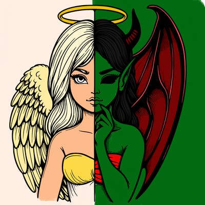 realistic angel half demon