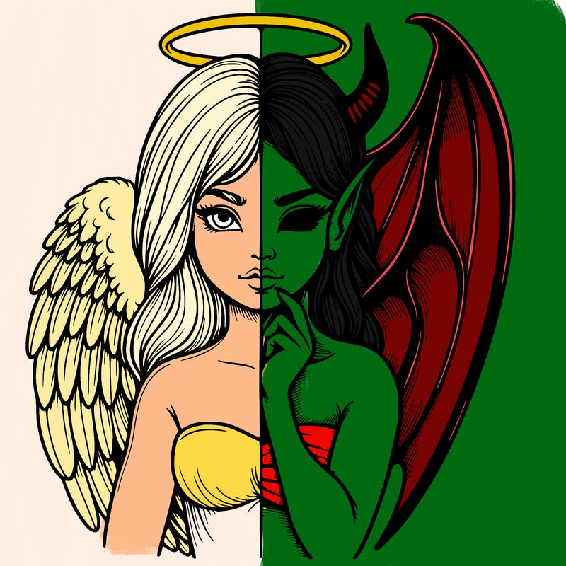 realistic angel half demon