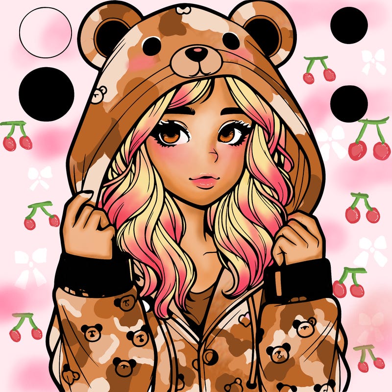 realistic girl in a animal pjs hoodie