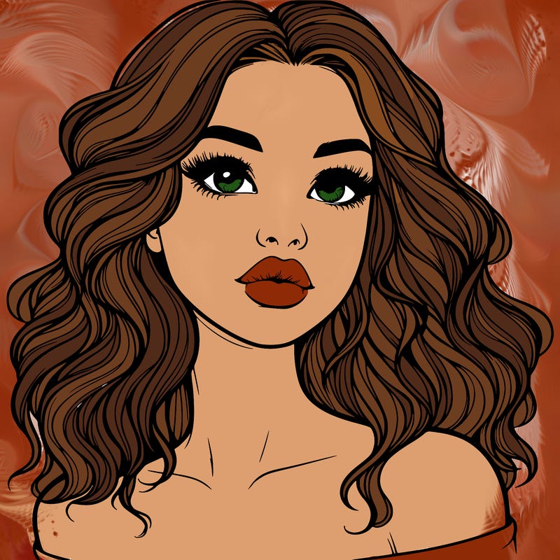 realistic girl with wavy hair and lips
