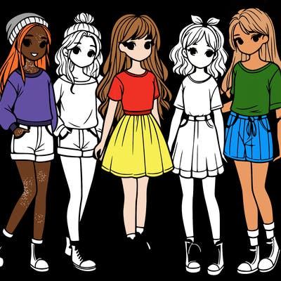 a group of five girls