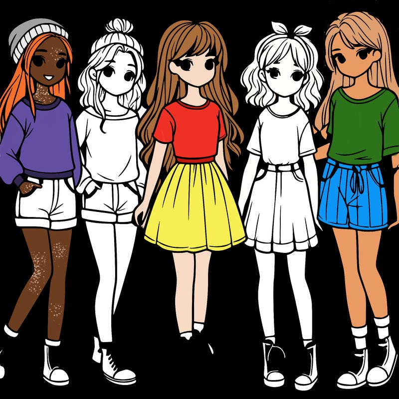 a group of five girls