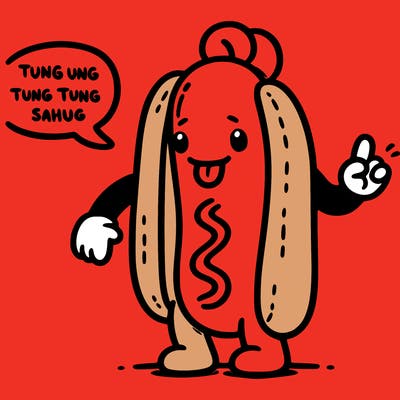 a hot dog dog with tung tung tung sahud