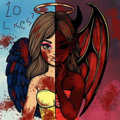 realistic angel half demon