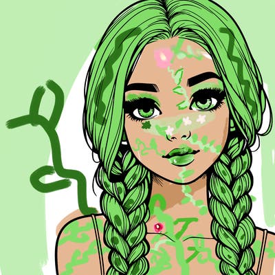 realistic girl with braids