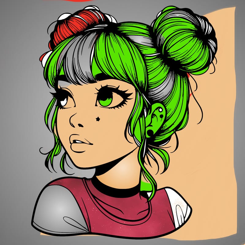 realistic girl with spacebuns
