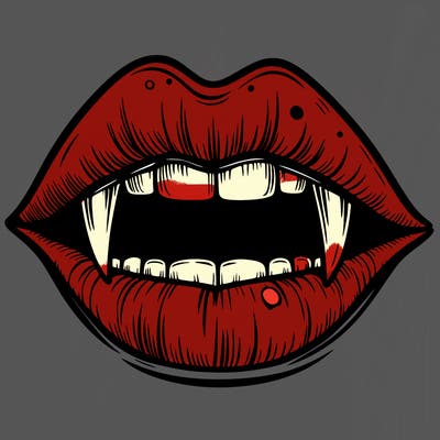 lips with vampire teeth