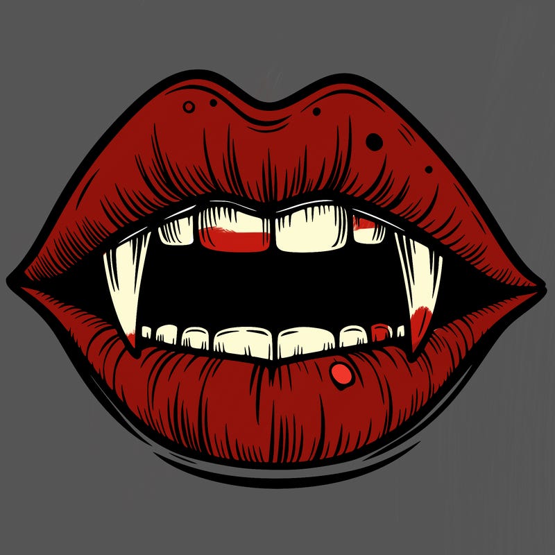 lips with vampire teeth