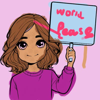 realistic girl holding up a sign