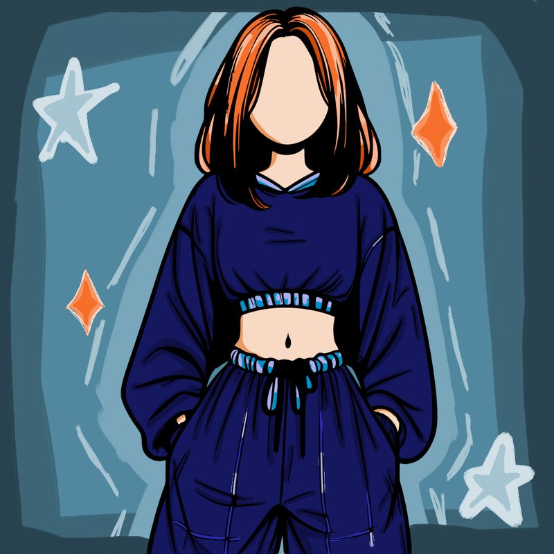 realistic girl faceless with baggy pants and a crop top