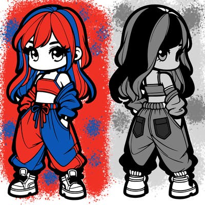 girl in crop top and baggy pants