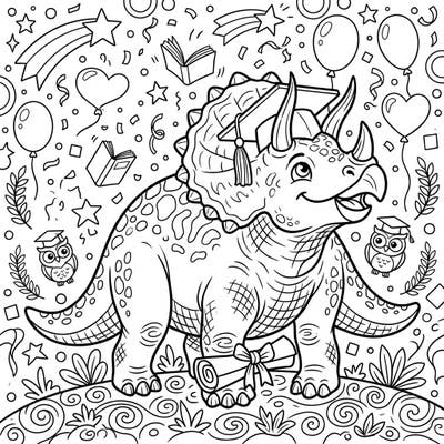 Join the most adorable graduate in history with this fantastic Triceratops Graduation coloring page! It’s the perfect way to celebrate academic achievements with a touch of prehistoric charm and fun.