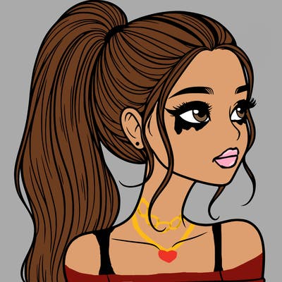 a beautiful and realistic girl with a high pony tail