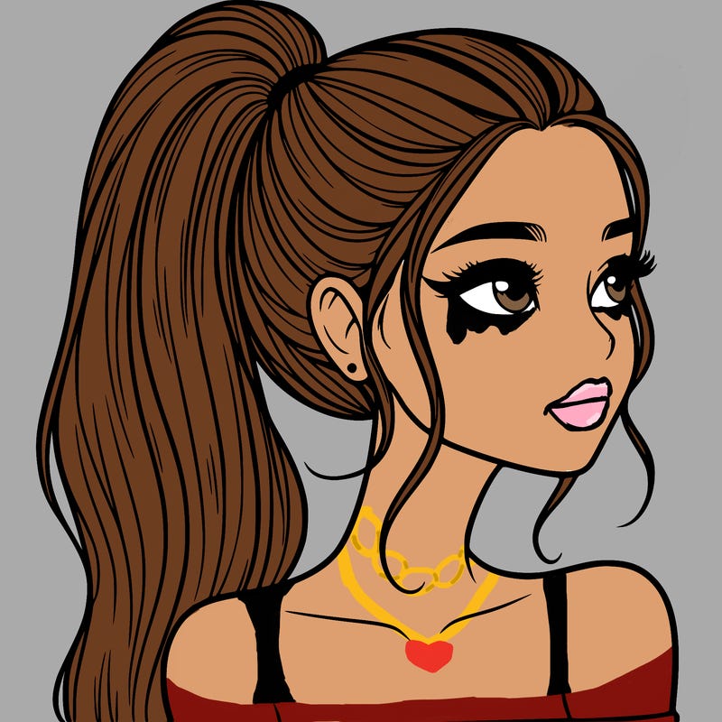 a beautiful and realistic girl with a high pony tail