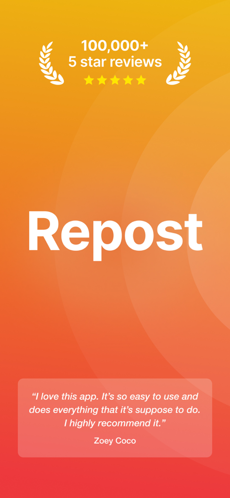 Repost+ for Instagram . - Repost app for Instagram featuring over 100000 five star reviews and a positive user testimonial
