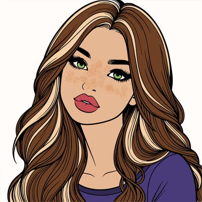 realistic girl with hair on her hair and lips