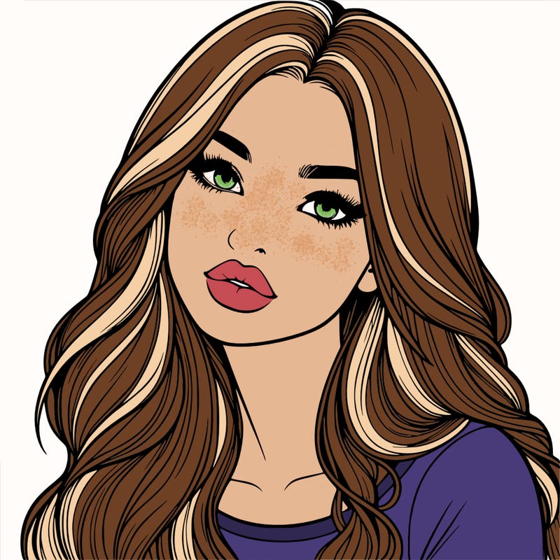 realistic girl with hair on her hair and lips