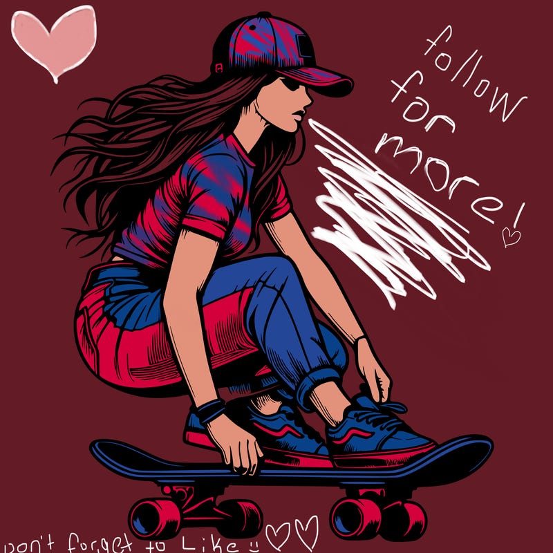 realistic girl skateboard rider