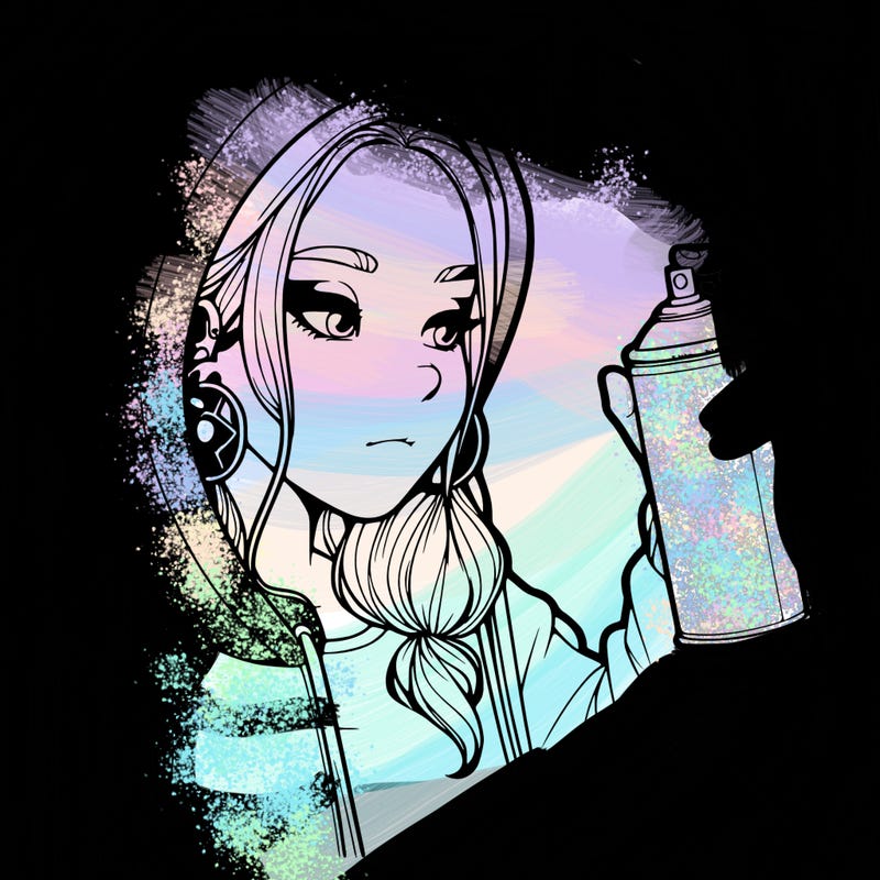 a realistic girl, spray painting