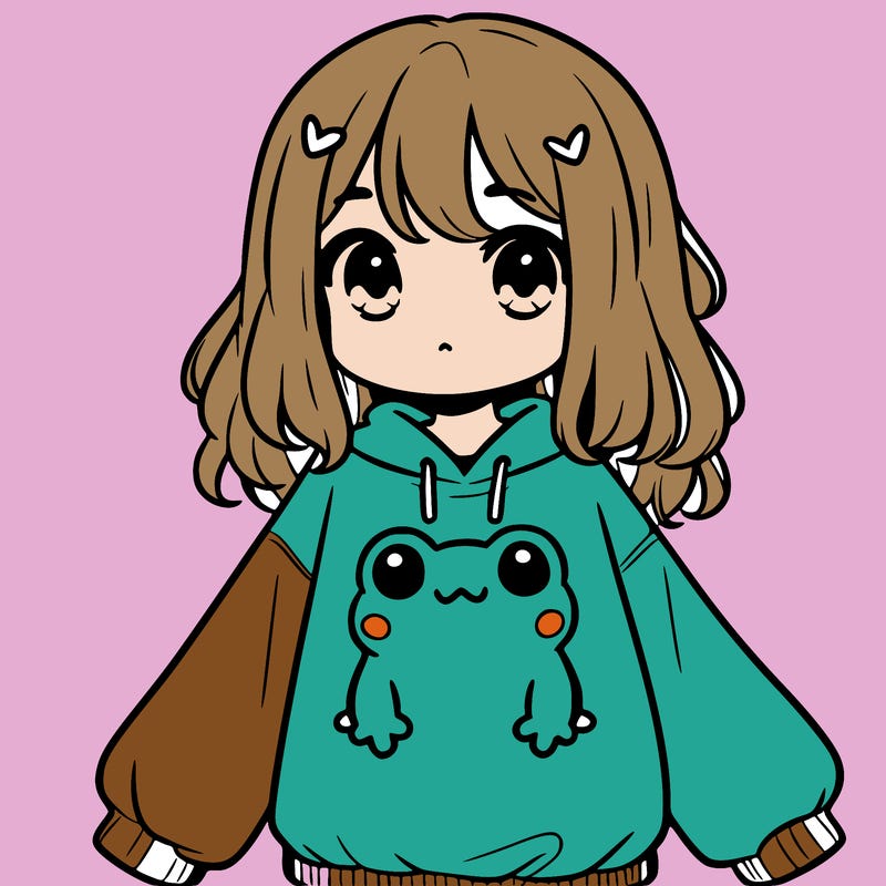 girl wearing frogging sweatshirt