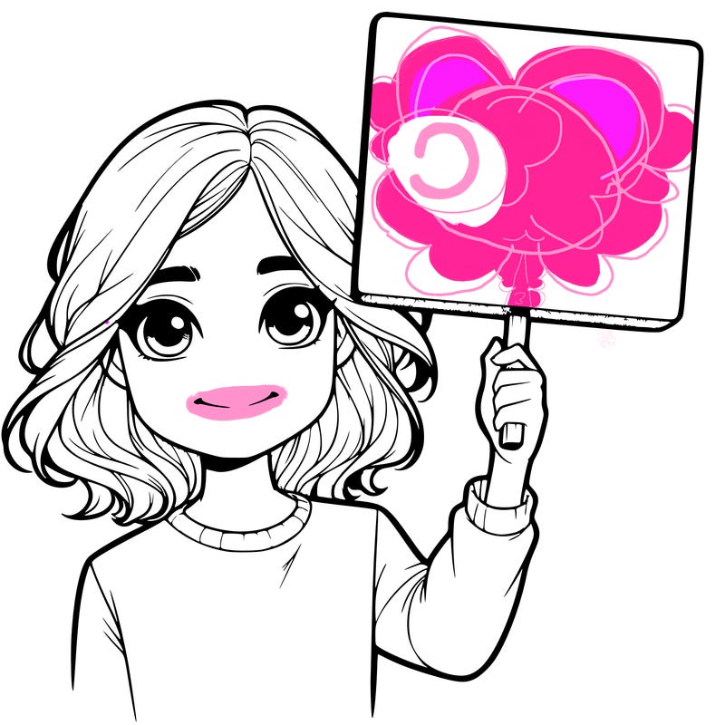 realistic girl holding up a sign