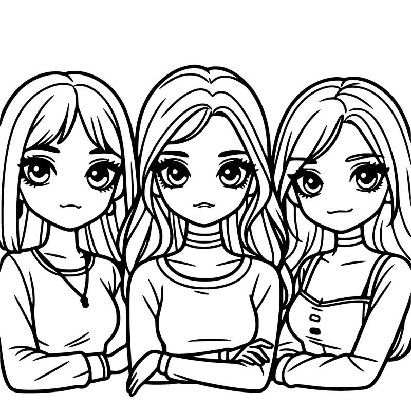 realistic girls group of 3