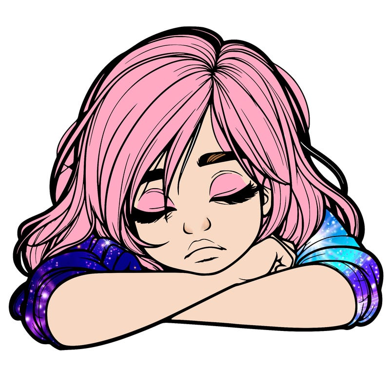realistic tired girl