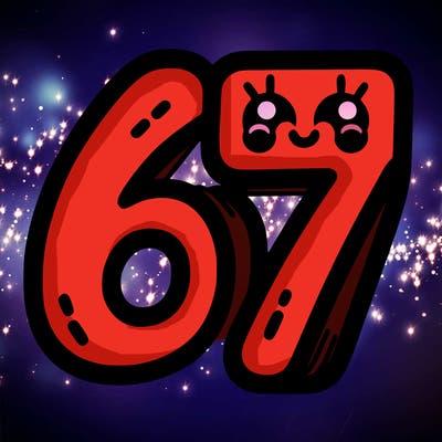 the numbers 67