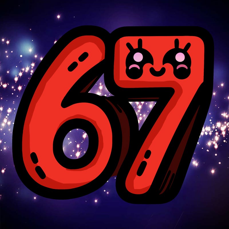 the numbers 67