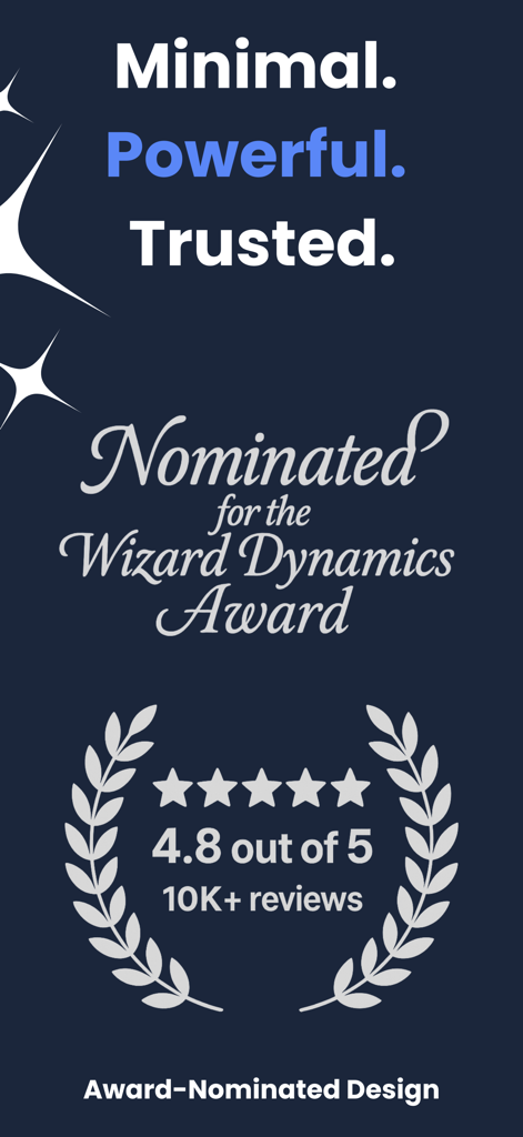 Display delle nomination ai premi dell'app Mind Map con valutazione di 4,8 stelle e 10k recensioni