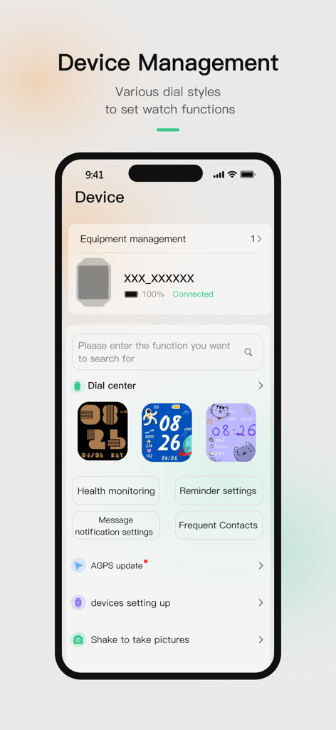 InfoWear - InfoWear app screen for managing smartwatch settings and watch faces